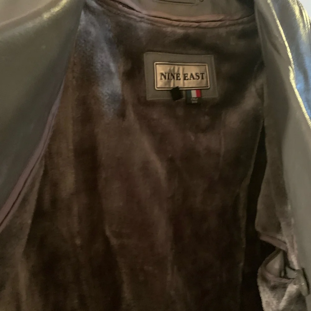 NINE EAST MALE GRAY LEATHER JACKET.